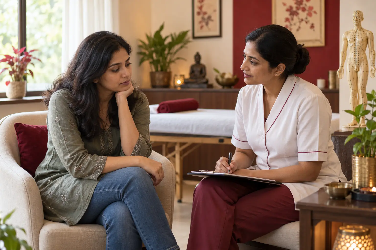Indian patient receiving professional care for depression