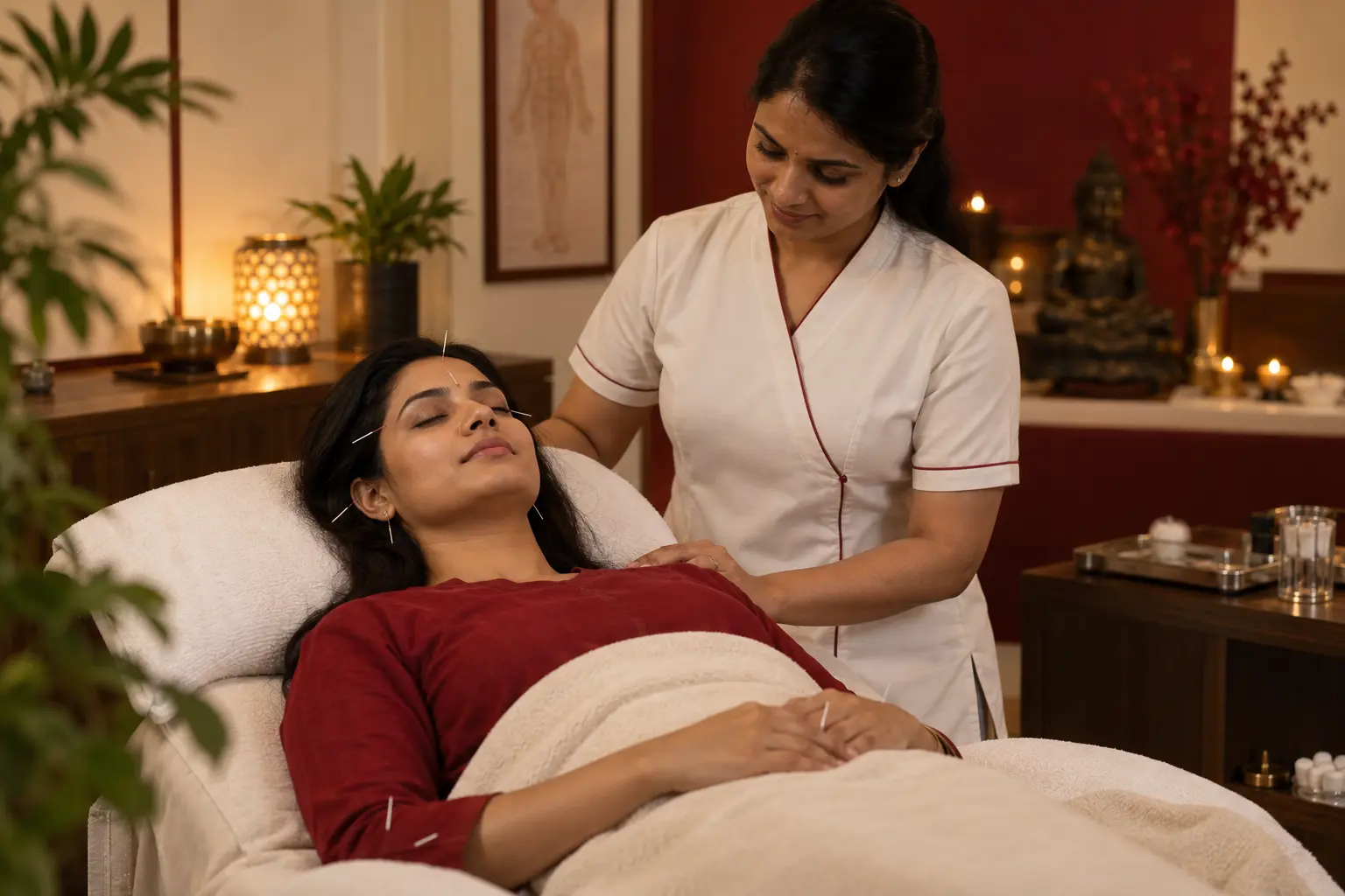Indian patient receiving professional care for insomnia