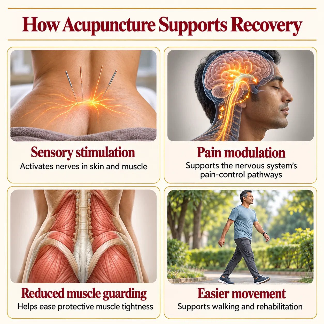 Patient guide explaining symptom-focused effects of acupuncture