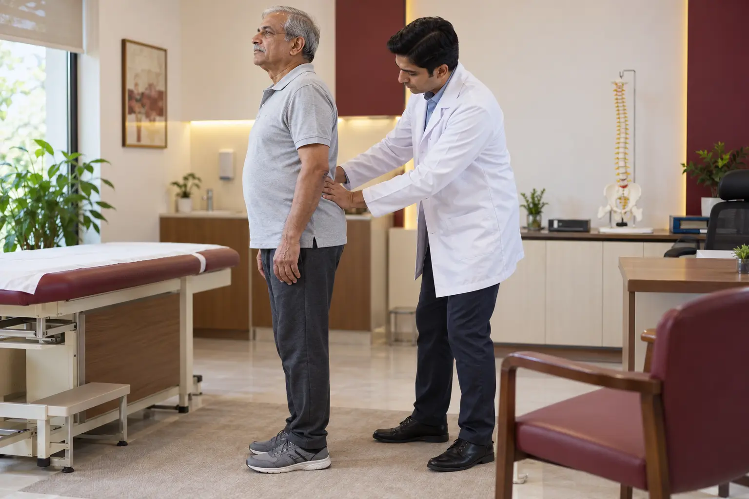 Indian patient receiving professional care for spinal stenosis