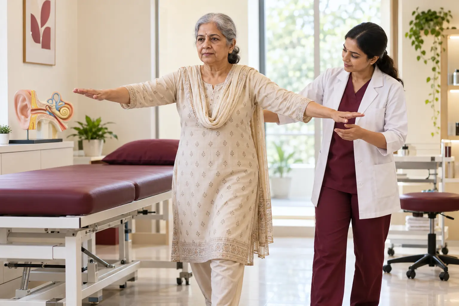 Indian patient receiving professional care for vertigo